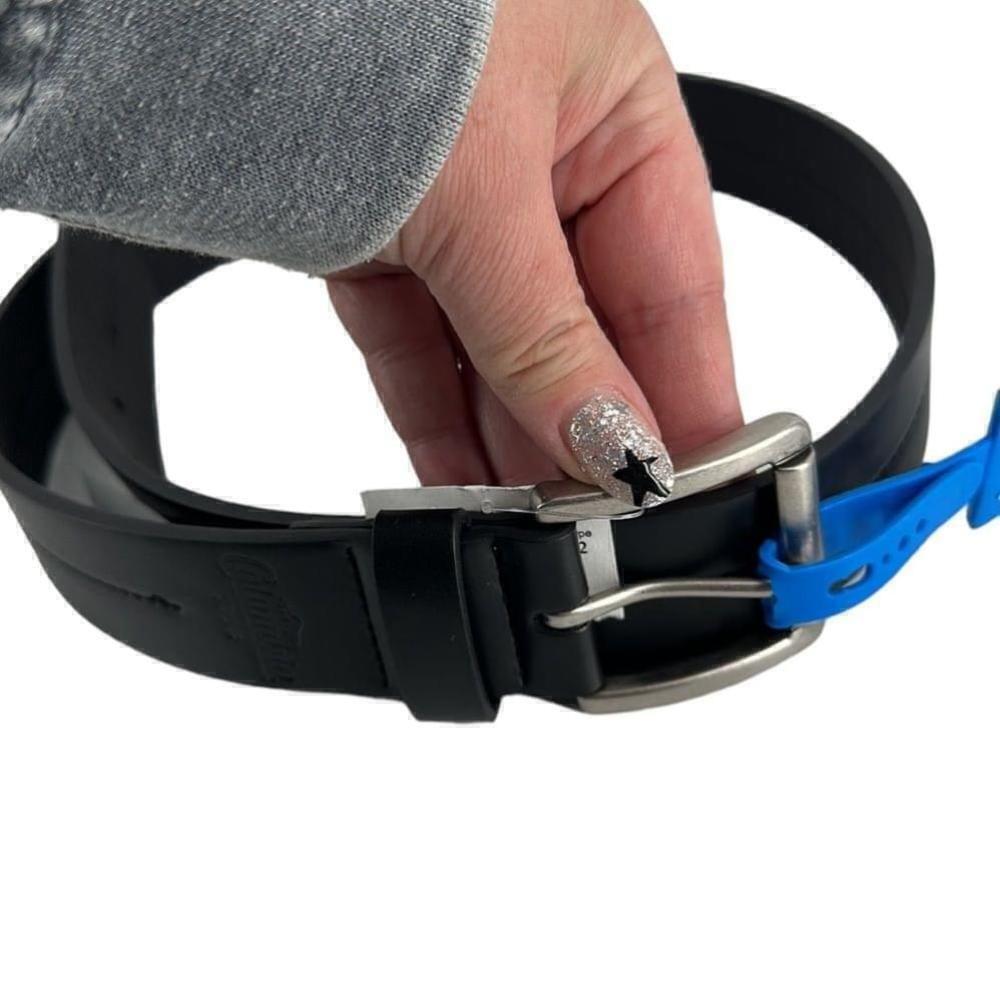 Columbia leather belt black sz small 30-32” career hockey sports NWT